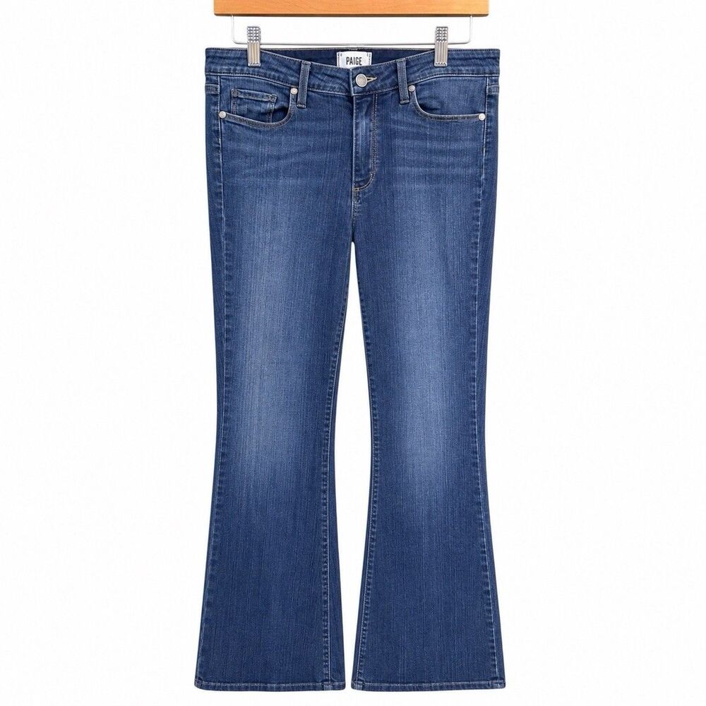 Paige Bell Canyon Women High Rise Flare Jeans Nottingham Dark Wash Size 31x30.5 - Picture 2 of 9